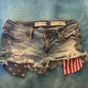 Bullhead Short Shorts with American flag pockets